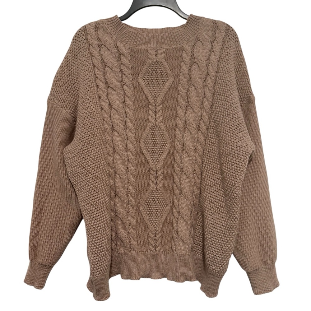 SHEIN Tan Cable Knit Sweater